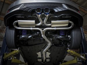 Honda Civic Si Performance Exhaust - Dual Rear Exit - aFe - Takeda 3 IN 304 Stainless Steel Cat-Back Exhaust System - Blue - `17-`20