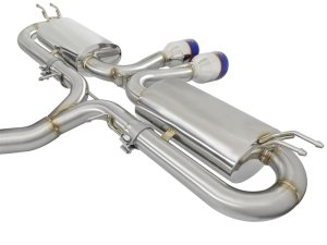 Honda Civic Si Performance Exhaust - Dual Rear Exit - aFe - Takeda 3 IN 304 Stainless Steel Cat-Back Exhaust System - Blue - `17-`20