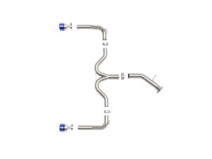 Kia Forte GT Performance Exhaust - Rear - aFe - Axle Back, Takeda, 3in to 2.5in - Blue Flame - `20-`21