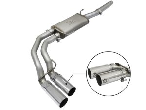 Ford F-150 Performance Exhaust - Dual Center Exit - aFe - Rebel Series Cat-Back w/ Polished Tips - `04-`08