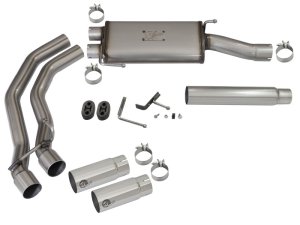 Ford F-150 Performance Exhaust - Dual Center Exit - aFe - Rebel Series Cat-Back w/ Polished Tips - `04-`08