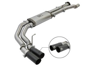 Ford F-150 Performance Exhaust - Passenger Side - aFe - Rebel Series Cat Back with Black Tips - Black - `17-`20