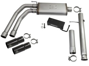 GMC Sierra 1500 Performance Exhaust - aFe - Rebel Series Dual Center Exit Cat Back - Black - `09-`18