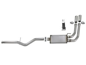 Chevrolet Silverado 1500 Performance Exhaust - Middle-Side Exit - aFe - Rebel Series 3in-2.5in 409 Stainless Steel Cat-Back - Polished - `09-`18