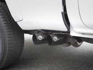 Toyota Tacoma Performance Exhaust - Dual Mid-Side Exit - aFe - Rebel Series Cat Back - Black - `16-`23