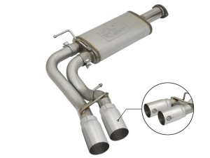 Toyota Tacoma Performance Exhaust - Dual Center Exit - aFe - Rebel Series Cat-Back w/ Polished Tips - `16-`23