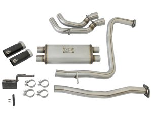 Nissan Titan Performance Exhaust - Dual Mid-Side Exit - aFe - Rebel Series Cat Back - Black - `16-`17