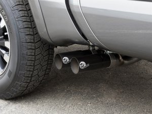 Nissan Titan Performance Exhaust - Dual Mid-Side Exit - aFe - Rebel Series Cat Back - Black - `16-`17