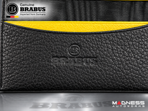 Business Card Holder - Leather with BRABUS Logo - Genuine - Yellow