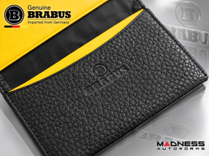 Business Card Holder - Leather with BRABUS Logo - Genuine - Yellow