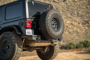 Jeep Wrangler JL Tire Carrier - Swing Gate - DV8 Offroad MTO Series Bumper - `18-`25 Jeep Wrangler JL Tire Carrier - Swing Gate - DV8 Offroad MTO Series Bumper - `18-`25