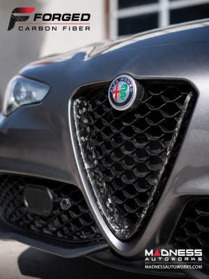 Alfa Romeo Giulia Front V Shield Grill Frame - Carbon Fiber - Forged Carbon - Feroce Carbon