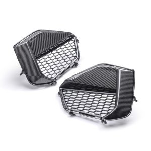 Ford Mustang Front Bumper Inserts - Carbon Fiber - GT - Gloss - 2024+