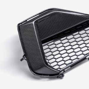 Ford Mustang Front Bumper Inserts - Carbon Fiber - GT - Gloss - 2024+