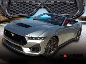 Ford Mustang Front Bumper Inserts - Carbon Fiber - GT - Gloss - 2024+