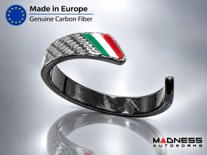 Carbon Fiber Bracelet - Italian Flag Racing Stripe Design - Silver Carbon 