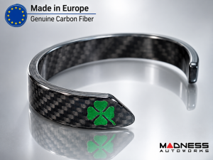 Carbon Fiber Bracelet - Green QV Clover Design Carbon Fiber Bracelet - Green QV Clover Design