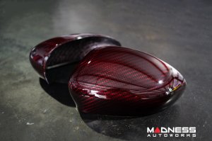 Porsche 971 Panamera Mirror Caps - Carbon Fiber - Red Candy