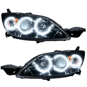 Mazda 3 Headlight Assemblies - ORACLE Lighting - Halogen Style - ColorSHIFT w/ BC2 Controller - `04-`09