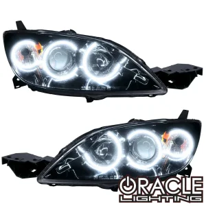 Mazda 3 Headlight Assemblies - ORACLE Lighting - Halogen Style - ColorSHIFT w/ BC2 Controller - `04-`09
