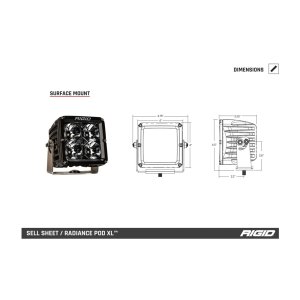 Rigid Industries D-XL Pro Series - Driving Light - 4in LED - (Pair) Rigid Industries D-XL Pro Series - Driving Light - 4in LED - (Pair)
