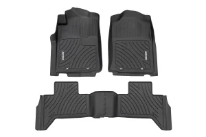 Toyota Tacoma Floor Liners - Flex-Fit by Rough Country - Front + Rear -  Double Cab '12 - '15