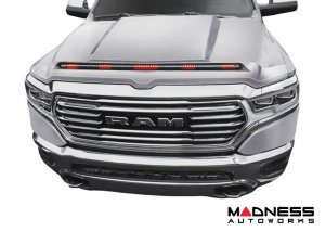 Dodge Ram 1500 Hood Shield - AVS Aeroskin Pro - Low Profile w/ Lights - Billet Silver