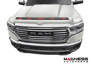 Dodge Ram 1500 Hood Shield - AVS Aeroskin Pro - Low Profile w/ Lights - Ivory Pearl Tri-Coat
