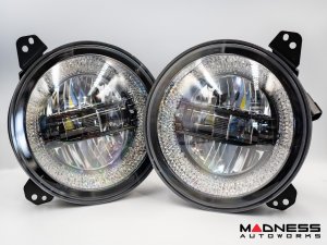 Jeep Wrangler JL Headlights - LED w/ Halos - Black Housing - 9" Jeep Wrangler JL Headlights - LED w/ Halos - Black Housing - 9"
