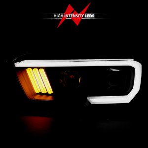 Toyota Tacoma Projector Headlights - ANZO - Plank Style Design w/ DRL - Black/Amber - `16-`17