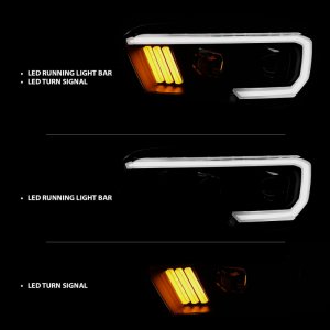 Toyota Tacoma Projector Headlights - ANZO - Plank Style Design w/ DRL - Black/Amber - `16-`17