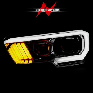Toyota Tacoma Projector Headlights - ANZO - Plank Style Design w/ DRL - Chrome/Amber - `16-`17