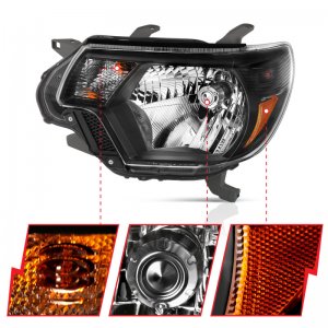Toyota Tacoma Crystal Headlights - ANZO - Clear Lens, Black Housing - Black - `12-`15