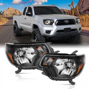 Toyota Tacoma Crystal Headlights - ANZO - Clear Lens, Black Housing - Black - `12-`15