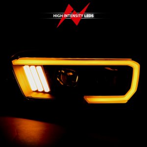 Toyota Tacoma Projector Headlights - ANZO - Plank Style Switchback - Black w/ Amber - `16-`17