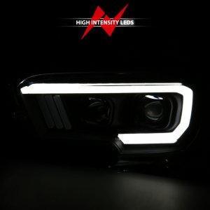 Toyota Tacoma Projector Headlights - ANZO - Plank Style Switchback - Black w/ Amber - `16-`17