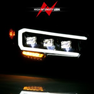 Toyota Tacoma Projector Headlights - ANZO - Plank Style - Black w/ Amber - `16-`18