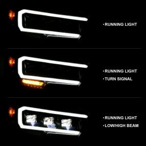 Toyota Tacoma Projector Headlights - ANZO - Plank Style - Black w/ Amber - `16-`18