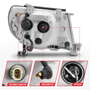 Toyota Tacoma Projector Headlights - ANZO - Light Bar Style w/ C Light Bar - Black Housing - Clear Lens - `05-`09