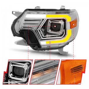 Toyota Tacoma Projector Headlights - ANZO - Light Bar Switchback - Chrome - `12-`15