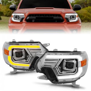 Toyota Tacoma Projector Headlights - ANZO - Light Bar Switchback - Chrome - `12-`15
