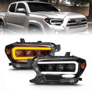 Toyota Tacoma Headlights - ANZO - Full LED Proj w/ Light Bar Sequential - Black - `16-`22