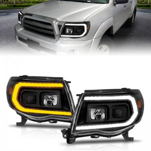 Toyota Tacoma Projector Headlights - ANZO - Light Bar Switchback - Black - `05-`11