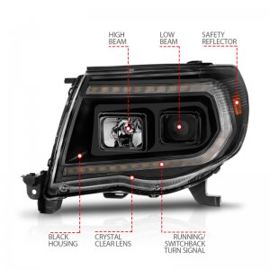 Toyota Tacoma Projector Headlights - ANZO - Light Bar Switchback - Black - `05-`11
