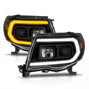 Toyota Tacoma Projector Headlights - ANZO - Light Bar Switchback - Black - `05-`11