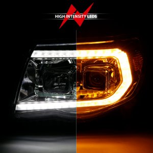 Toyota Tacoma Projector Headlights - ANZO - Sequential Light Bar - Chrome Housing - `05-`11