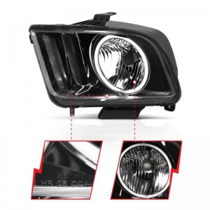 Ford Mustang Crystal Headlights - ANZO - With Halo, Clear Lens, CCFL - Black - `05-`09