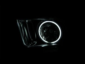 Ford Mustang Crystal Headlights - ANZO - With Halo, Clear Lens, CCFL - Black - `05-`09