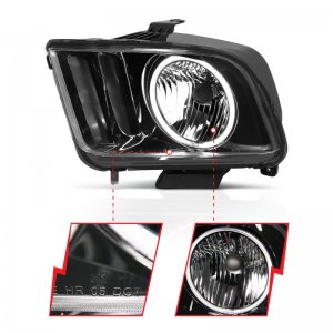 Ford Mustang Crystal Headlights - ANZO - With Halo, Clear Lens, CCFL - Black - `05-`09