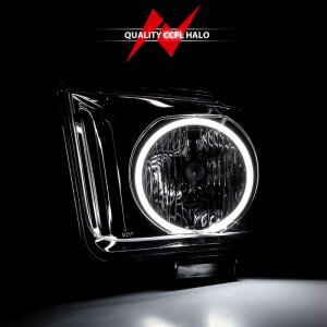 Ford Mustang Crystal Headlights - ANZO - With Halo, Clear Lens, CCFL - Black - `05-`09